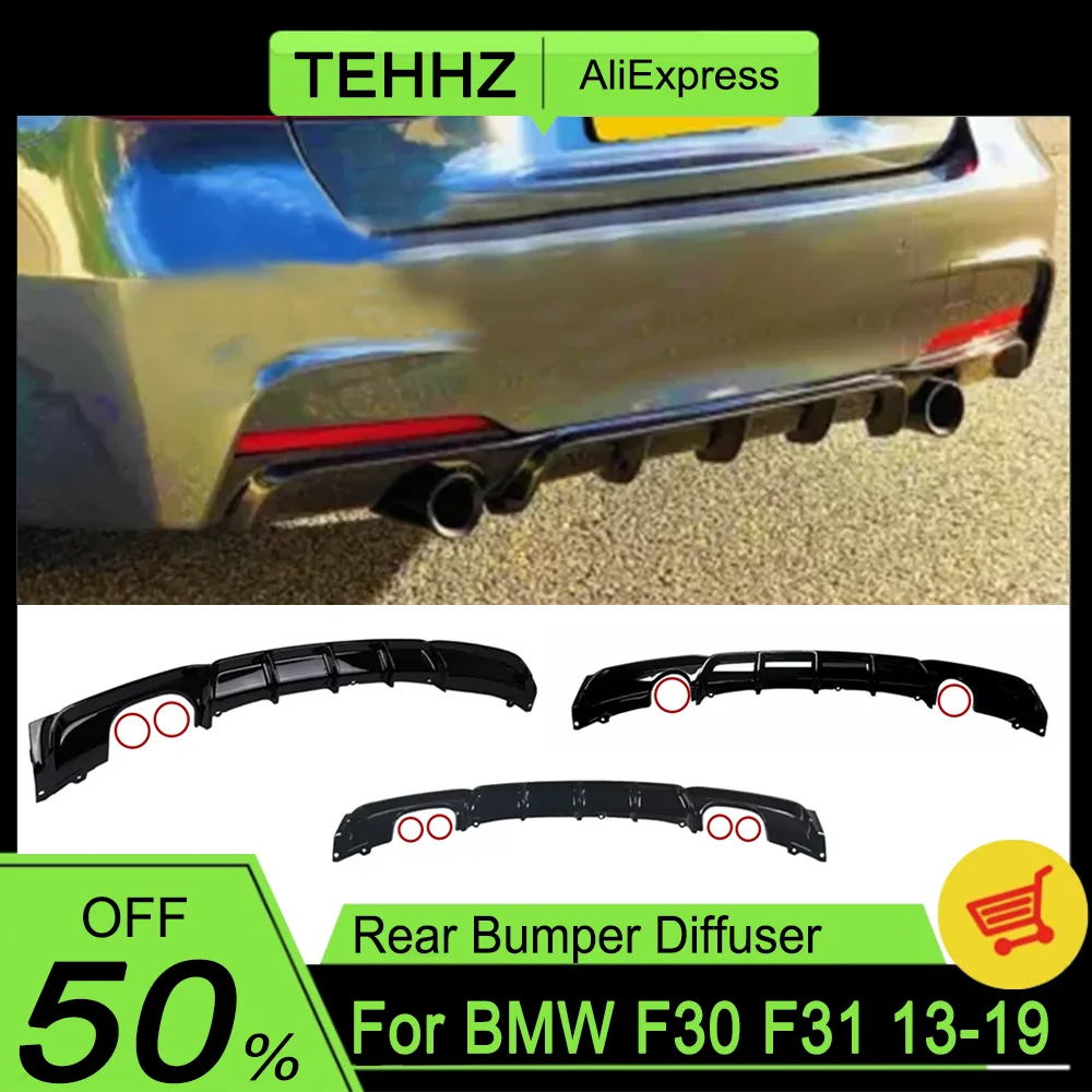 

F30 F31 2013-2019 Rear Bumper Diffuser For BMW 3 Series M Sport Accessories Glossy Black Auto Exterior Parts Car Spoiler HOT