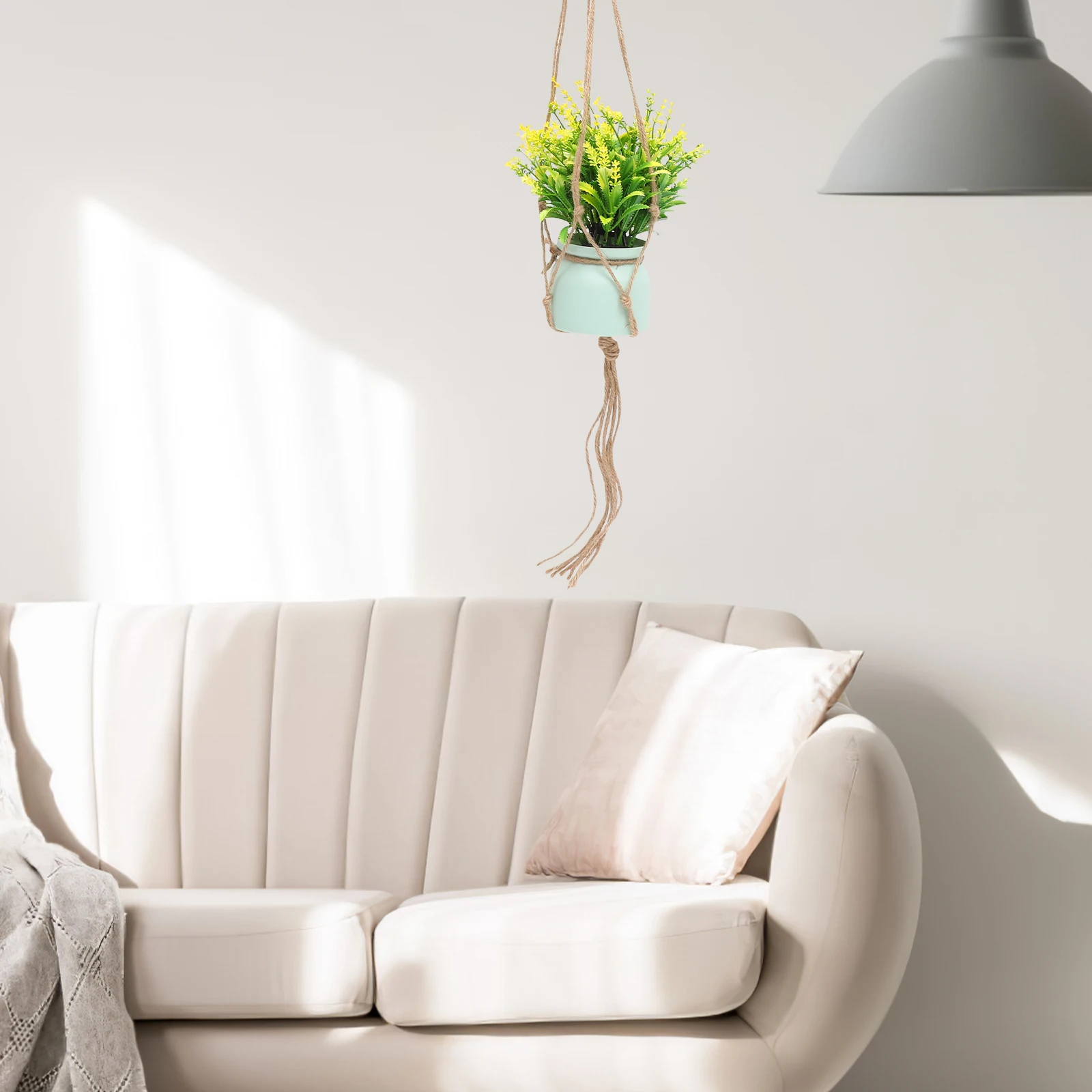 

2Pcs Cotton Rope Plant Hanging Basket Jute Hand Knitting Eco Friendly Flower Pot Hanger Indoor Outdoor Garden Hanging Planter