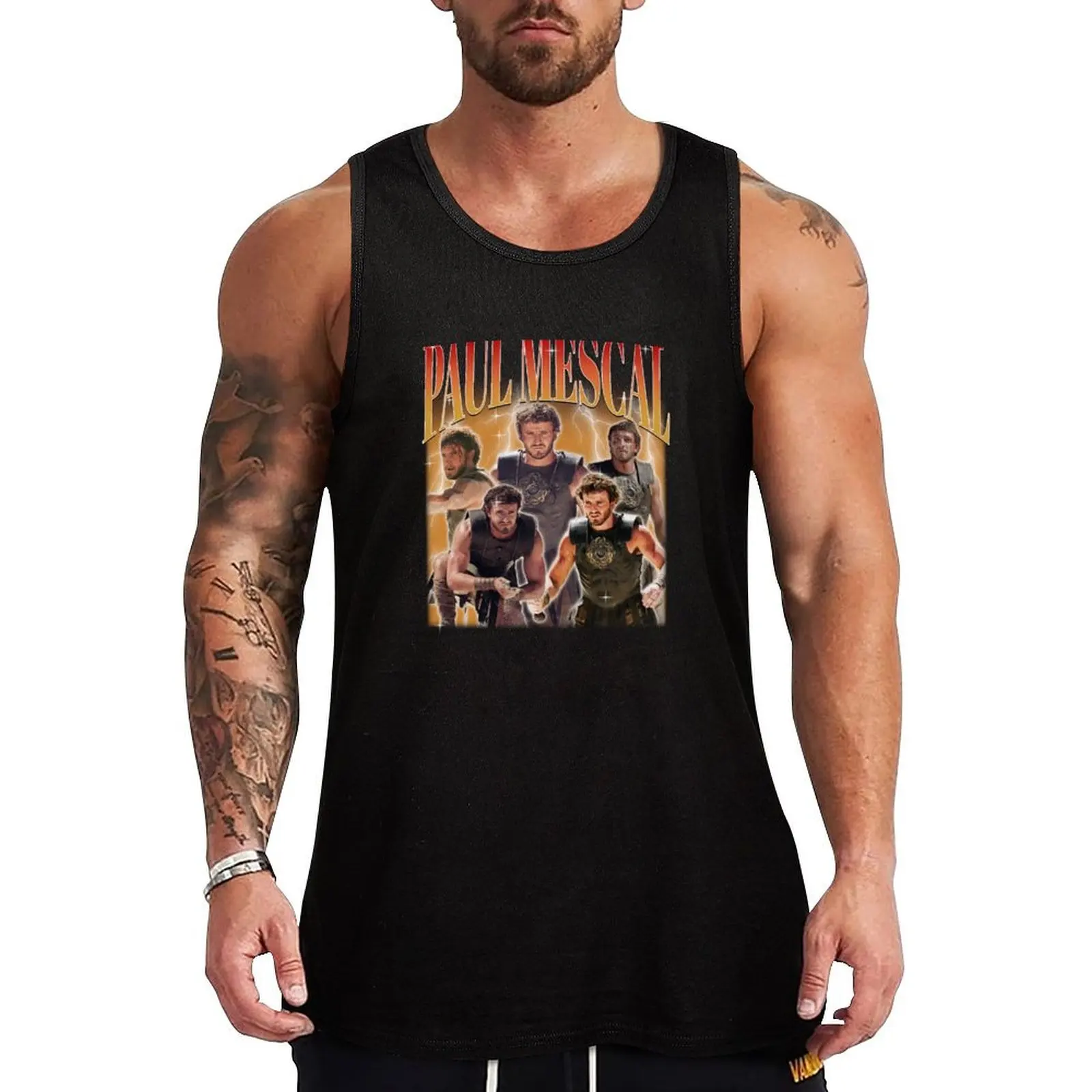 Vintage Paul Mescal Gladiator, Retro Bootleg 90s Style Graphic Tank Top Solid Tone Tank Top Simple Casual Everyday Wear