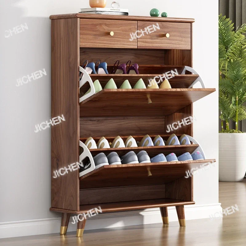 تصميم خزانة الأحذية الخشبية قوية عمودية جميلة غرفة المعيشة رف الأحذية المنظم توفير المساحة Schoenen Kast أثاث المنزل #2