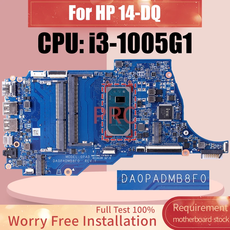 For HP 14-DQ Laptop Motherboard DA0PADMB8F0 i3-1005GL70914-601 Notebook Mainboard