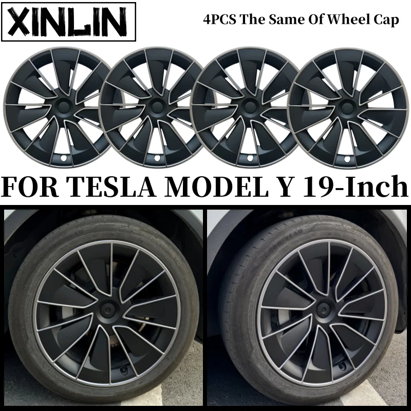 

4PCS 19 Inch Wheel Caps for Tesla Model Y 2018-2024 Automobile Replacement Hubcap Performance Hub Cap Full Rim Cover Accessories