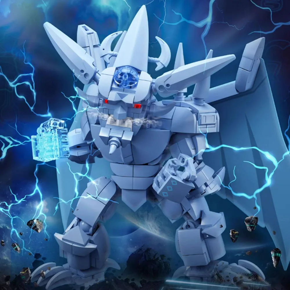 Japan Duel Game Anime God Card Monsters Build Brick Obelisk Tormentor Slifer Sky Winged Dragon of Ra Block Model Toy With Light
