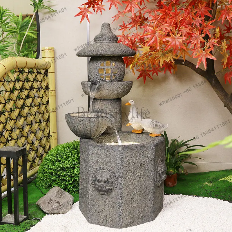 Japanese-style courtyard fish pond landscape, balcony yard garden landscaping fountain ornament
