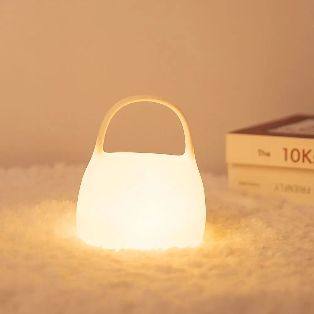 Cute Soft Light Handbag Night Light Pat Dimming Rainbow Color Touch Lamp Charging Silicone Sleeping Nightlight Bedside