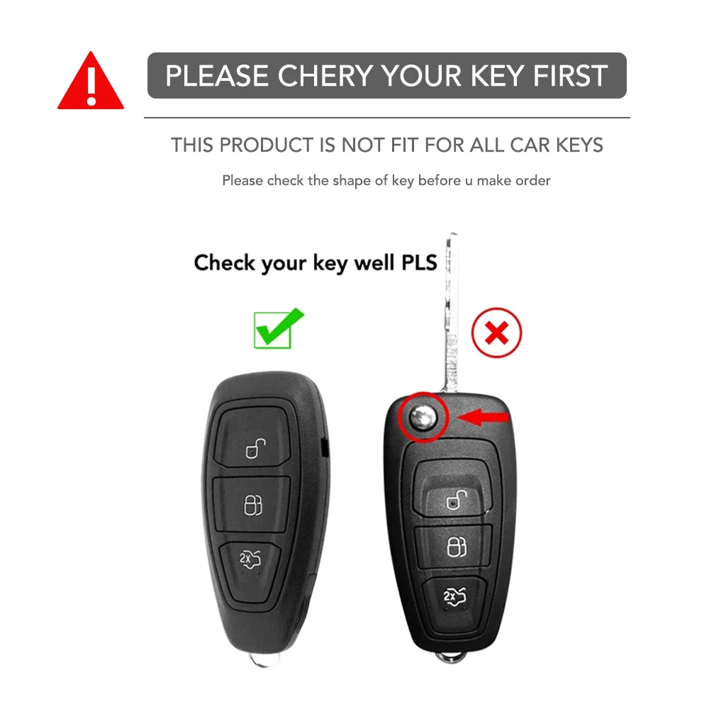 Car Key Pack for Ford ST Line Fiesta Focus Mondeo Ecosport Kuga Puma Edge Escape Metallic Silicone Car Key Fob Case Accessories