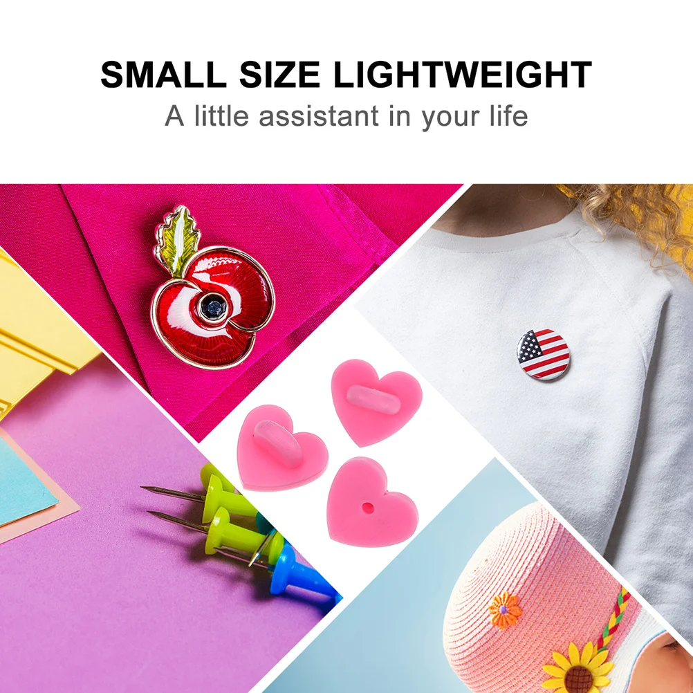 

200Pcs Heart Shape Brooch Buckles Non-Slip Rubber Pin Backs for Badges Service Bars Citation Bars DIY Accessories Lapel Pin