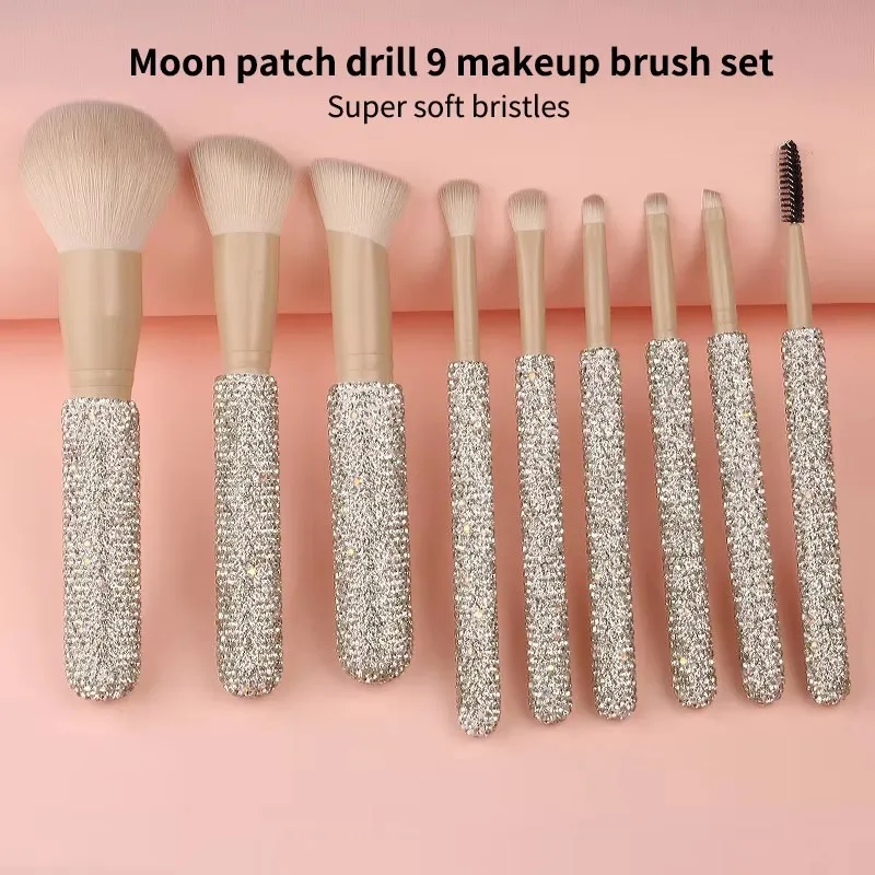 

Diamond handle, factory professional makeup brush 9PCS hot-selling synthetic bristle makeup brush set