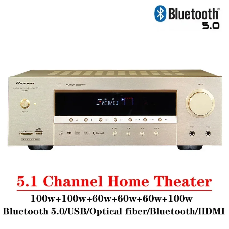 5.1 canais home theater de alta potência suporta fibra coaxial tv microfone duplo bluetooth 5.0 hdmi 4k usb karaokê amplificador áudio