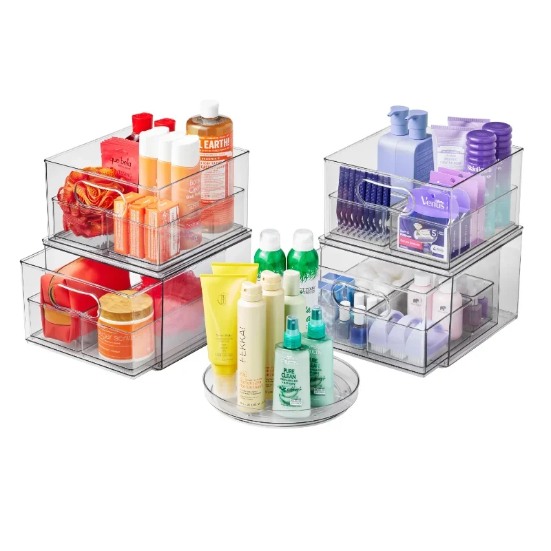 

The Home Edit 17 Piece Bath Edit, Clear Plastic Modular Storage System bathroom accessories