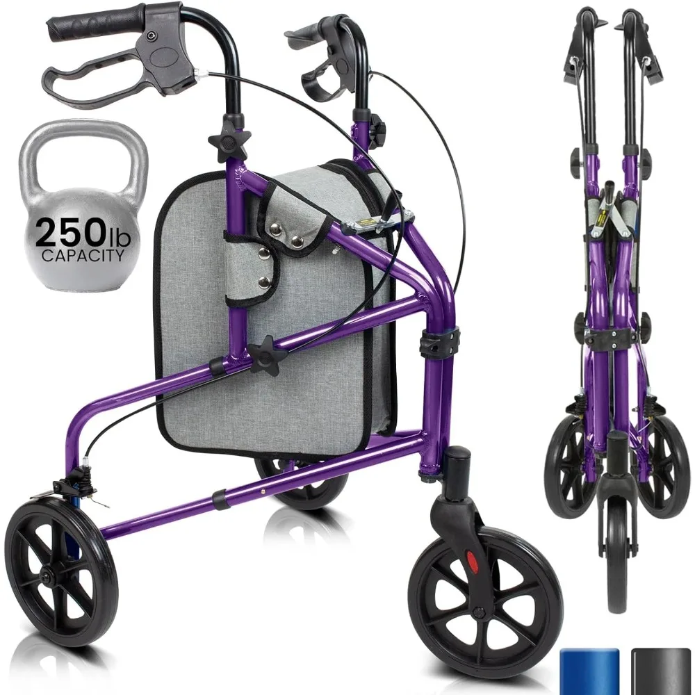 

3 Wheel Walker Rollator for Seniors Lightweight Foldable Narrow Heavy Duty Elderly Men Women Folding 3-Wheel Tri Scooter with