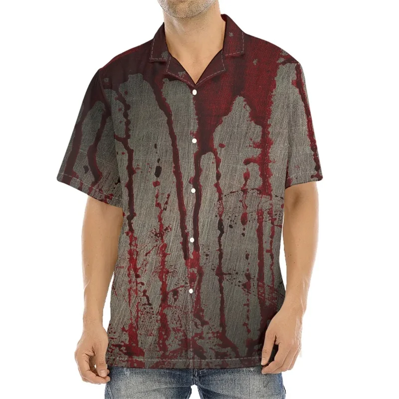 3D Printed Bloody Pentagram Pattern Aloha Shirt For Men Summer Short Sleeve Button Down Big Size Beach Shirt Mens Party Shirt