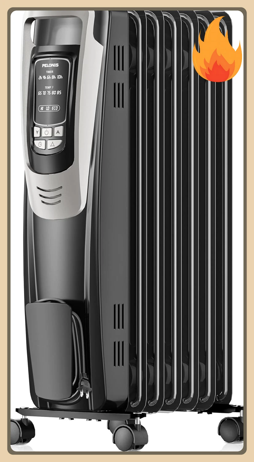 

[Best Seller!]Radiator Heater for indoor use Large Room with Remote, Thermostat & LED Display, Quiet Oil Filled Heater with 5 Te