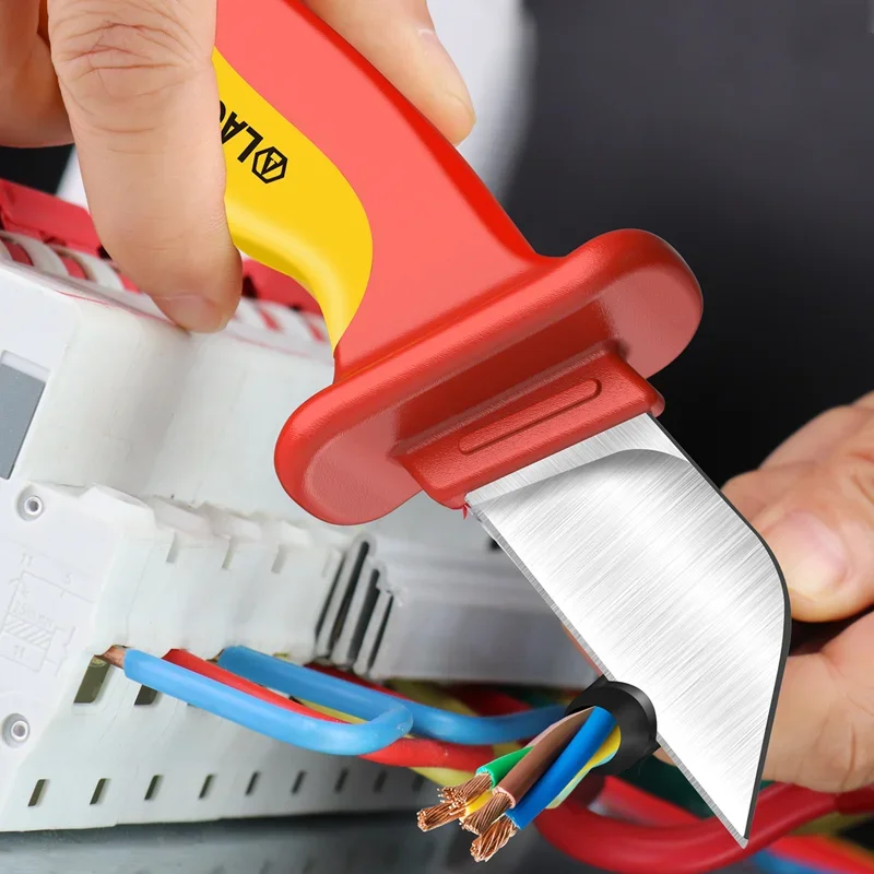 LAOA Insulated electrician's knife, electrician's stripping knife, voltage-resistant cable, straight-edged round-head stripping
