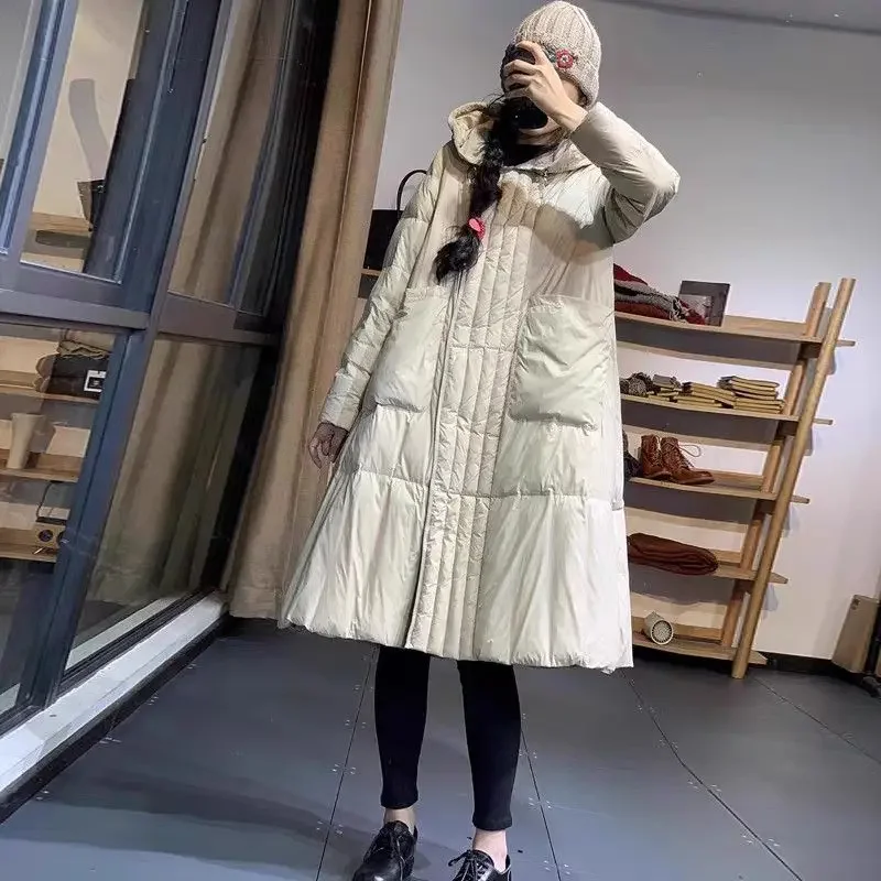 

2025 Winter New Women's Oversized Down Jacket Hooded Long Down Jacket