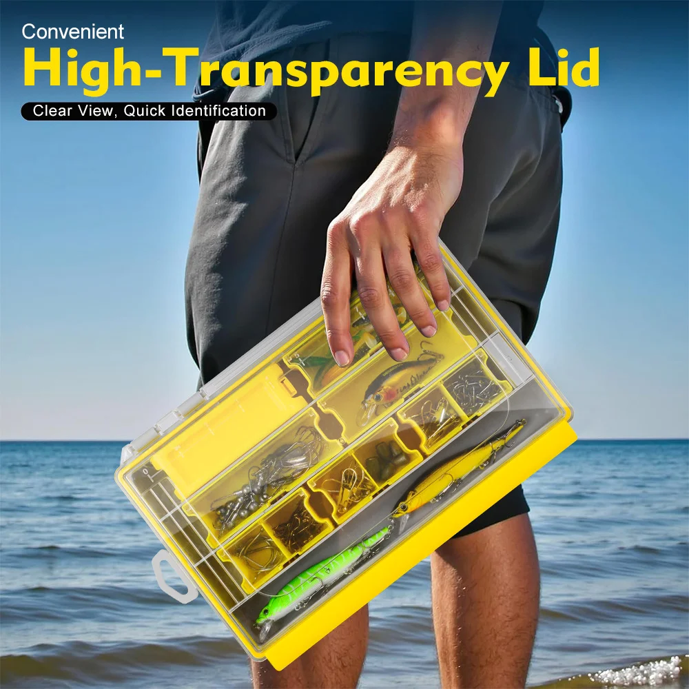 Fishing Tackle Box Lure Storage 14 Compartments Double Sided Lure Hook Boxes Baits Container Storage Case Fishing Accessories
