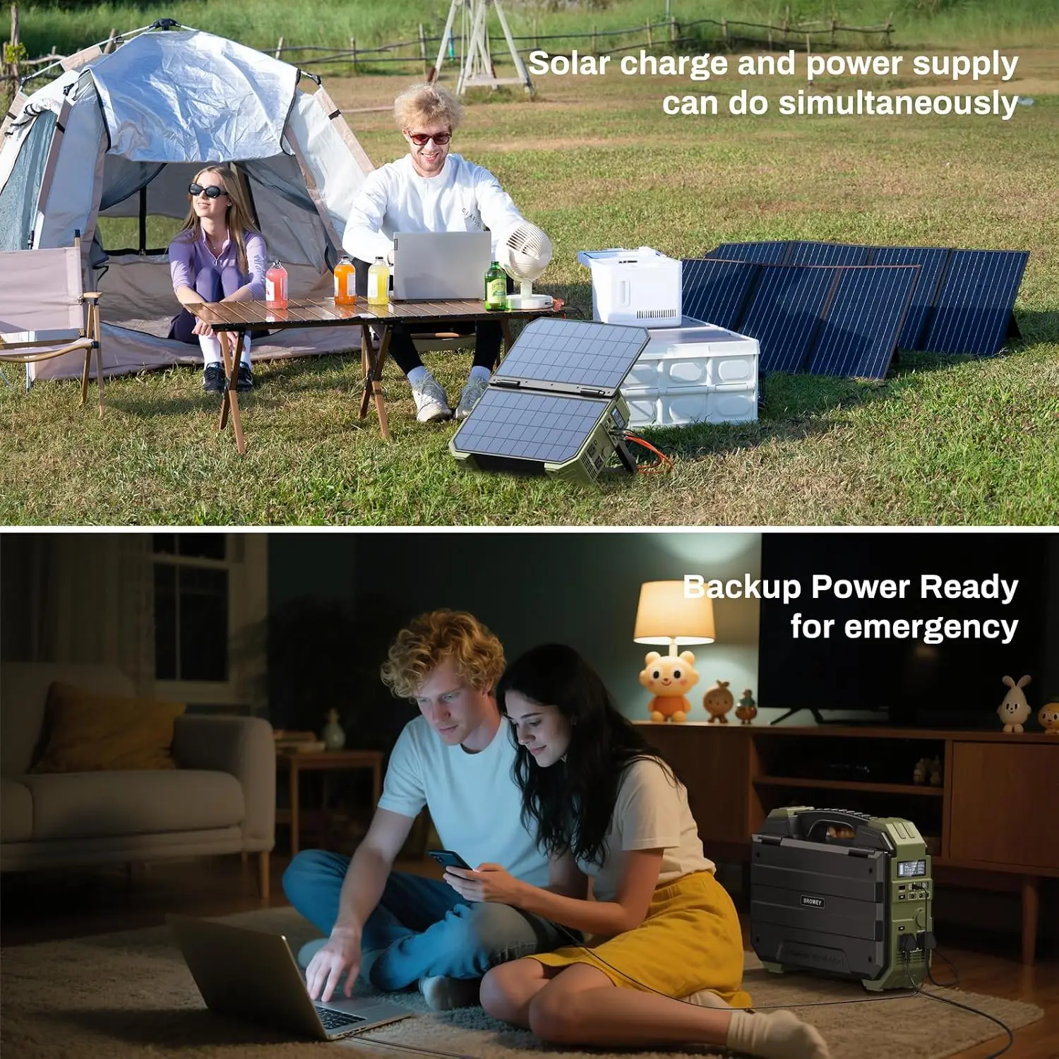 1600W (3200W Peak) Portable Power Station, 1024Wh LiFePO4 Battery With Built-in Solar Panel, 100W USB-C PD, Solar Generator view 5