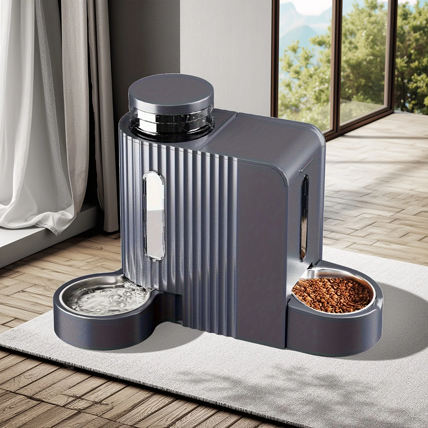 

Dog Water Dispenser & Feeder, Two-in-One Set, 1.6Gal Large Capacity, Automatic Gravity Feeding, No Electricity, 304 Stainless Steel Bowl, Removable And Washable, for Small/Medium/Large All Lifestages Dogs