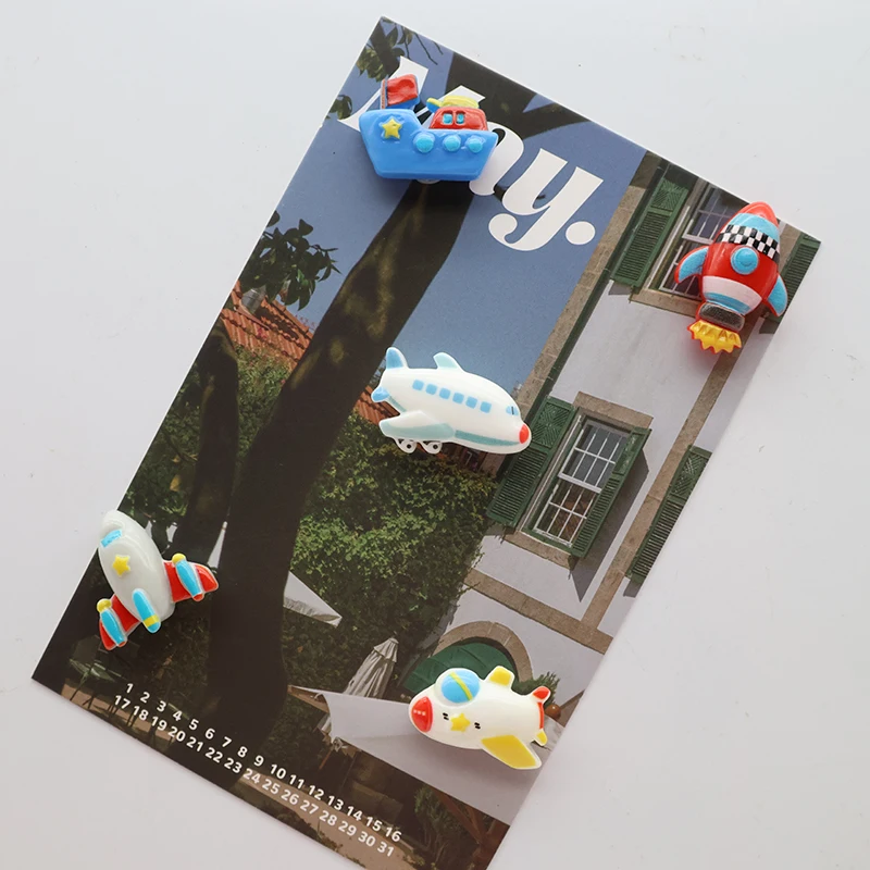 10Pcs Cute Fighter Rocket Aircraft Ship Missile Resin Mini Crafts Fridge Magnets Strong Magnetic Back Magnet Refrigerator Decor
