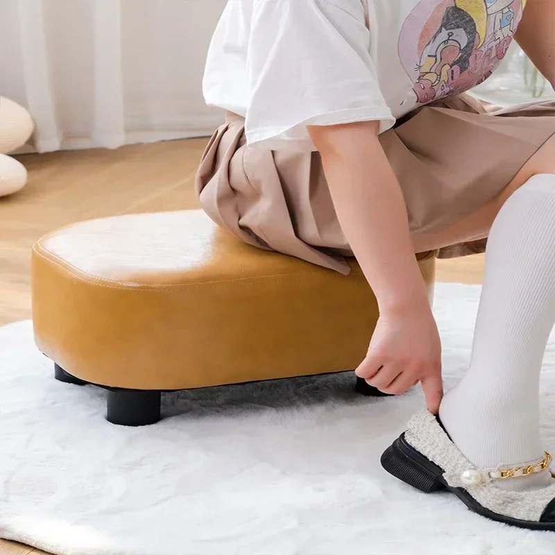 Creative Jelly Bean Stool Household Leather Ottoman Living Room Sofa Pedal Modern Doorway Shoe Stool Stylish Footrest