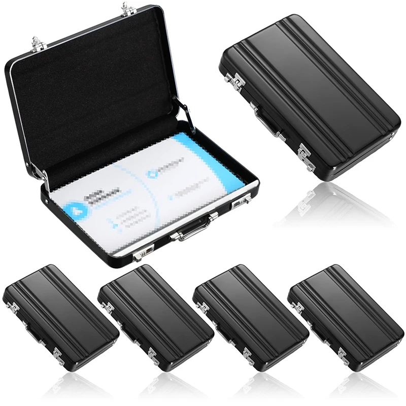 

6Pcs Business Card Holder Aluminum Business Card Case Mini Briefcase Waterproof Pocket Credit Card Holder