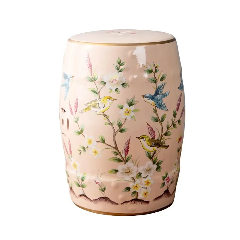 

【Best-selling】New Chinese Ceramic Drum Stool Drum Chair Home Living Room Retro Ornaments Decorative Flower Table Shoe Change Sto