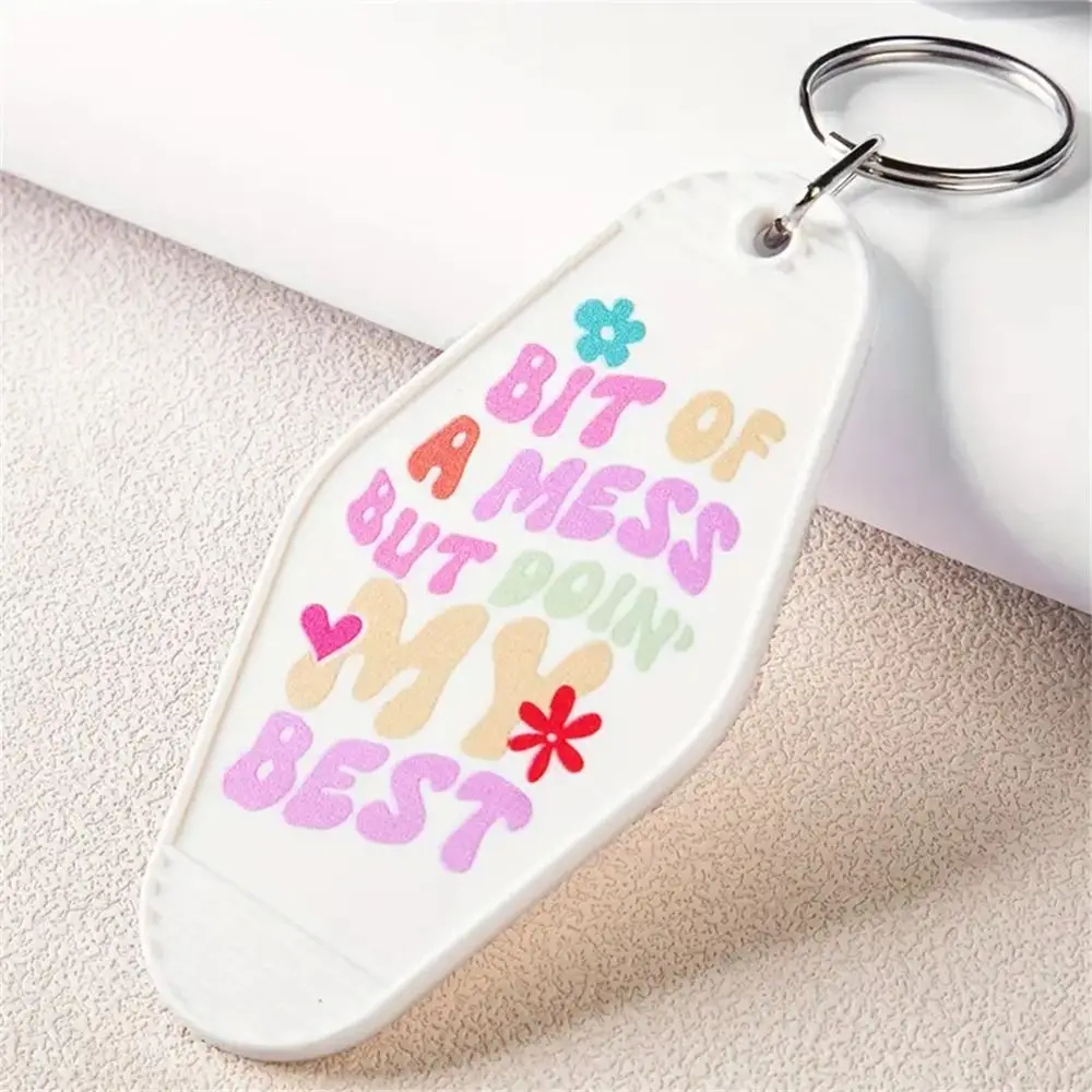 Portable ABS Motel Keychain 9*4.5CM Inspirational Words Key Plate Hotel Key Chains