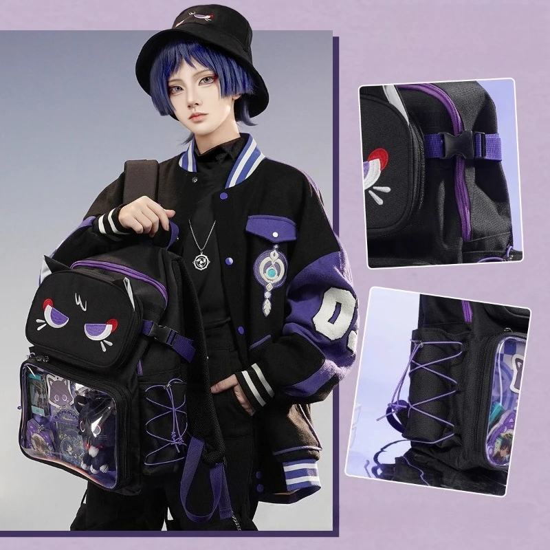 

Wanderer Backpack Game Genshin Impact Balladeer High Capacity Itabag Detachable Unisex Schoolbag Cosplay Costume Doujin Gifts