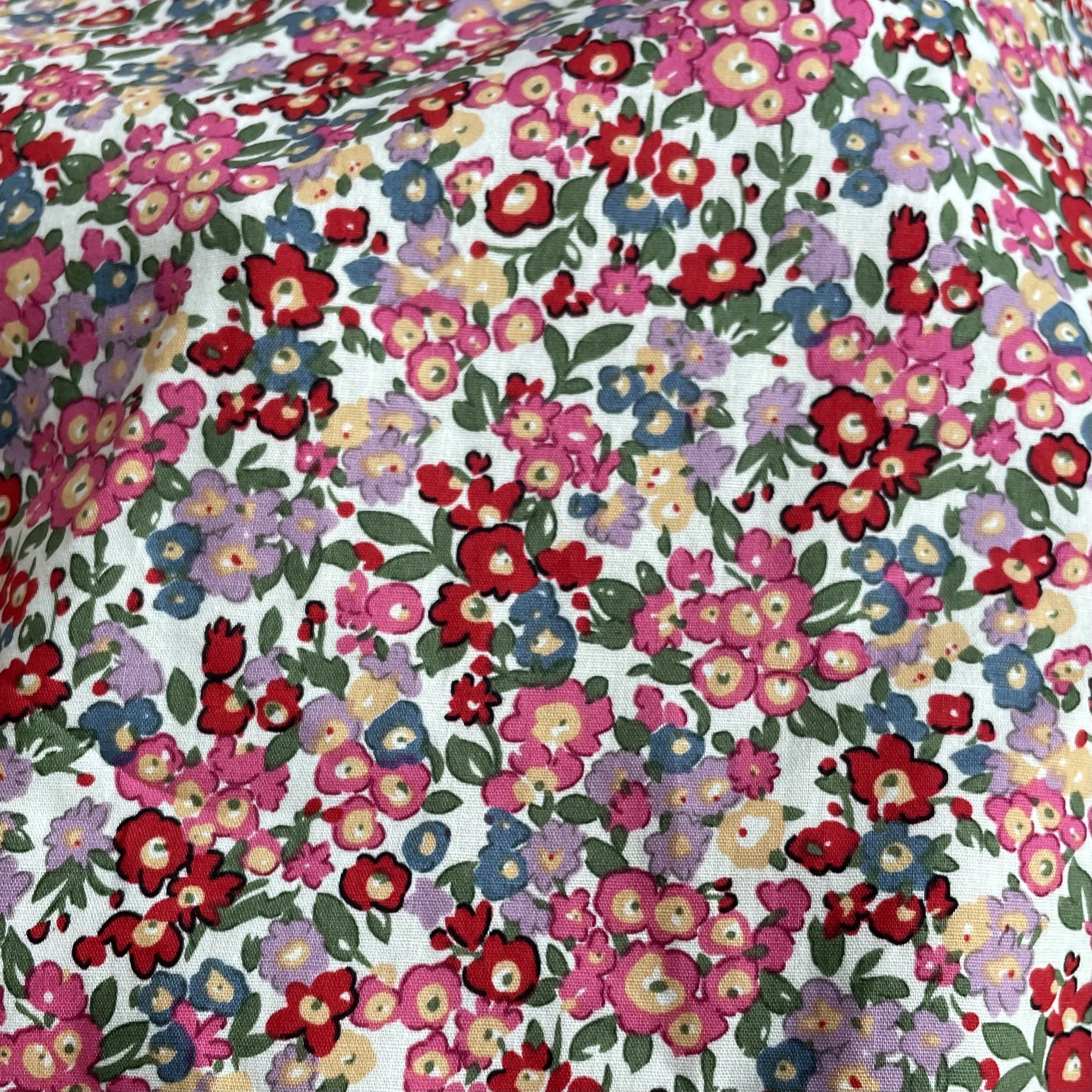 Betsy Sweet Floral Plants 100% Cotton Poplin Fabric 40S Like Liberty Digital Printed For Sewing Cloth Dress Skirt Kids Designer