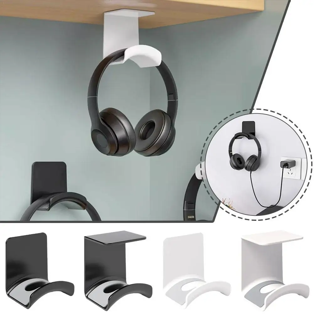 

Universal Headphone Stand Black Wall Mount Hanger Under Desk Headset Rack Holder Support For Gaming Earphone Headphone Bracket