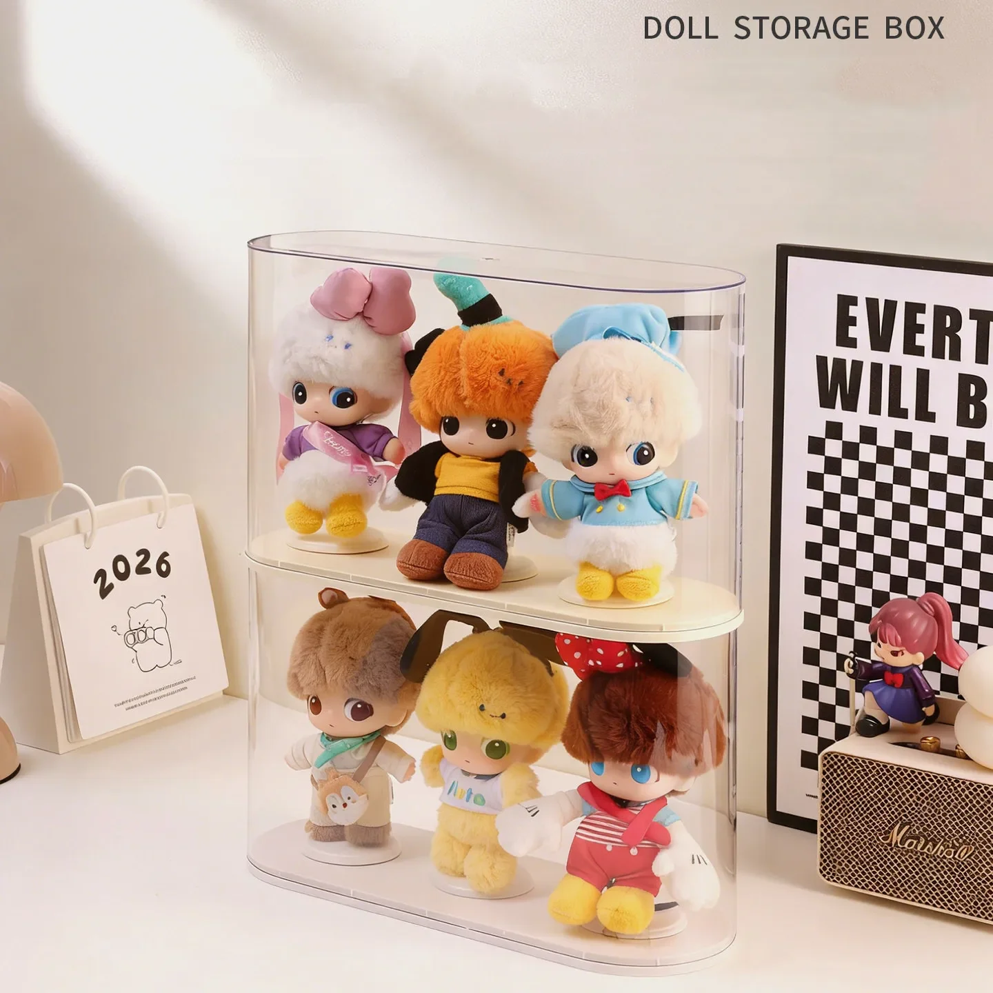 Clear Display Case for Collectibles Dustproof Blind Box Holder Display Box for Labubu Stackable Organizer for Action Figures