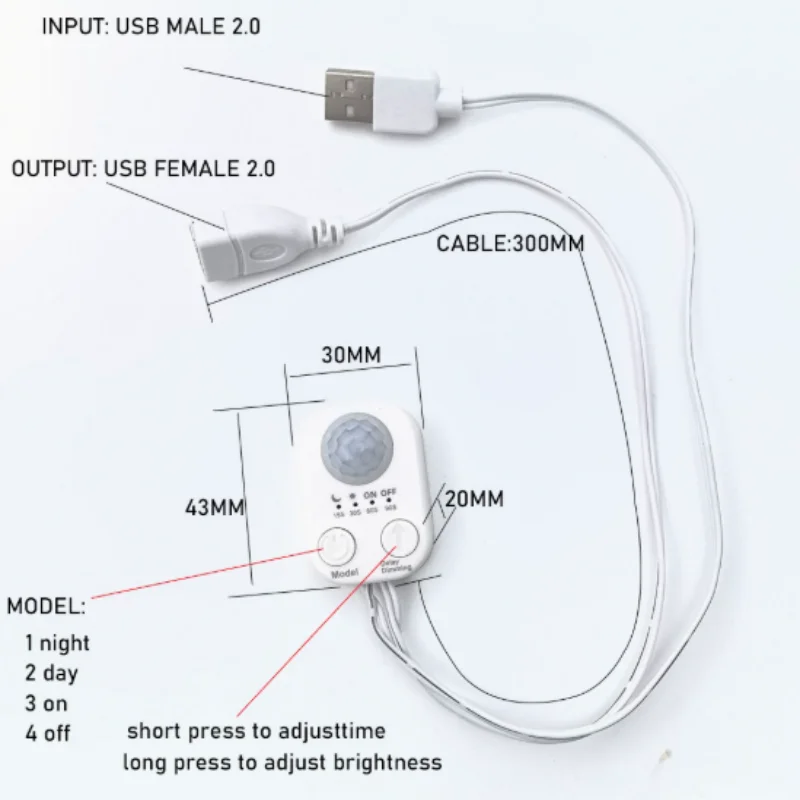 Optimized Version (More Attractive, Within 128 Characters): DC 5V-24V USB PIR Motion Sensor Switch Infrared Human Detector for L