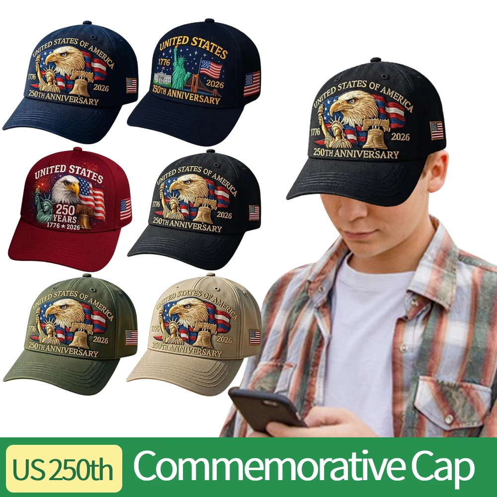 

US 250th Anniversary Cap Adjustable Retro Washed Patriotic Cap US 250th Anniversary Tribute Hat Trucker Hat for Men and Women