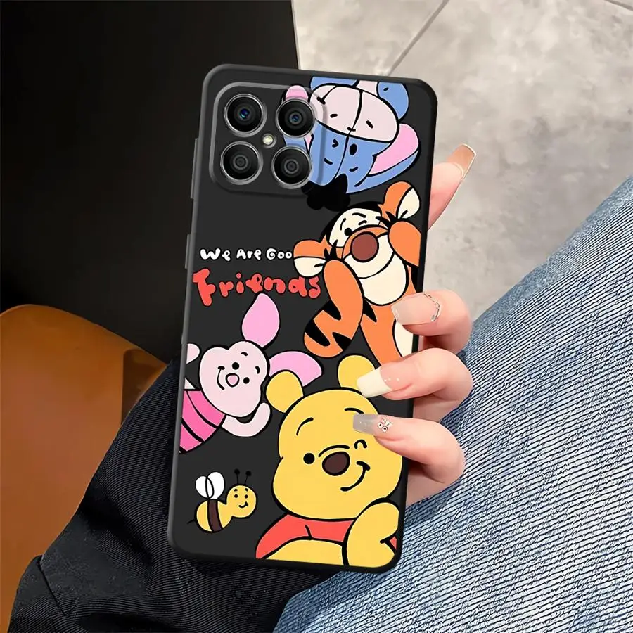 เคสโทรศัพท์นุ่มสีดำลายวินนี่เดอะพูห์สุดหรูจากดิสนีย์ สำหรับ Honor X5b 70 X8 8X Magic5Lite X6 X7 200 400 Lite 90 X9a
