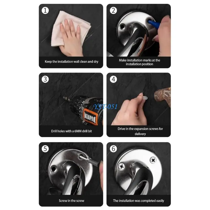 

E15A 2PCS нержавеющая сталь Grab Bar для безопасной поддержки в ванной комнате и кухне