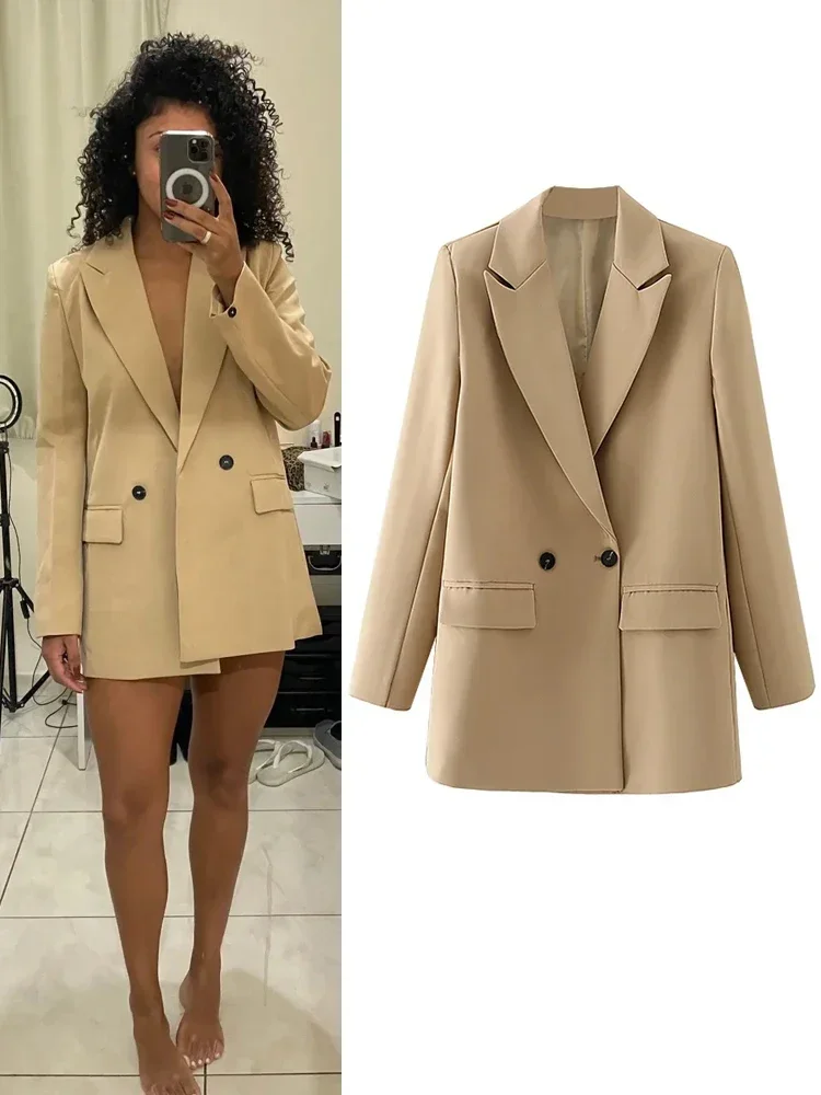 Blazer Woman Black Beige Khaki Blue Green Gray Women Coat Fashion Office Wear Women's Blazers Jacket Outerwears 2024