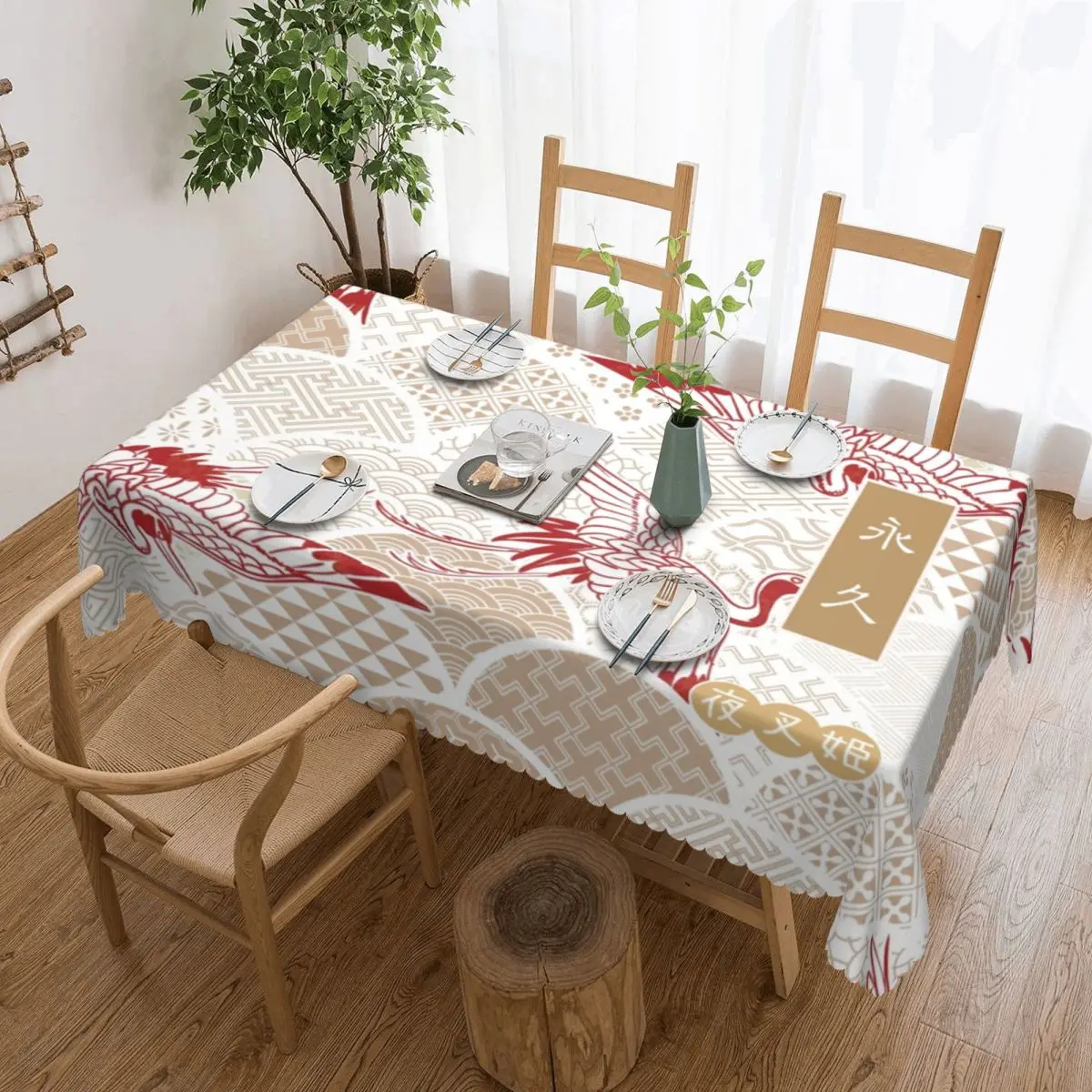 Customized Yashahime Towa Crane Rectangular Tablecloth Oilproof Table Cloth Japanese Anime Kagome Inuyasha Table Covers