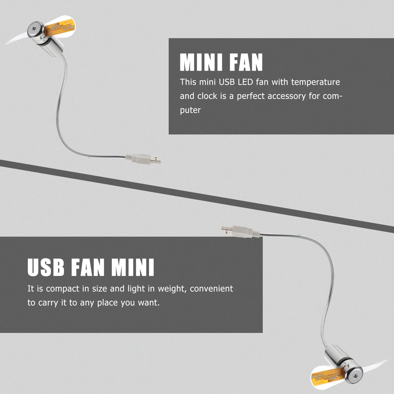 

LED Luminous Mini USB Cooling Small Portable Temperature Display Computer Small Fan Accessory PVC Aluminum Material