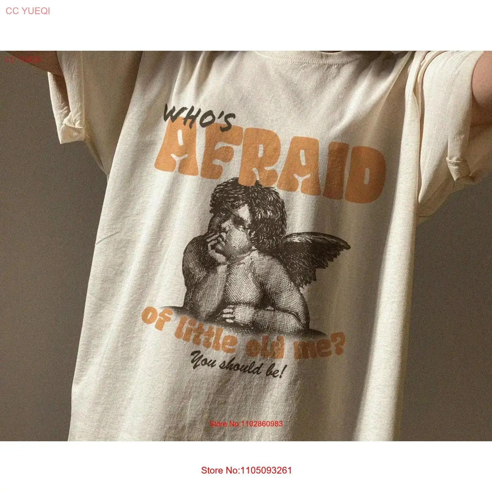 

Футболка Whos Afraid Of Little Old Me Y2K Angel Concert, модный винтажный потертый растянутый мужской модный топ для повседневной носки