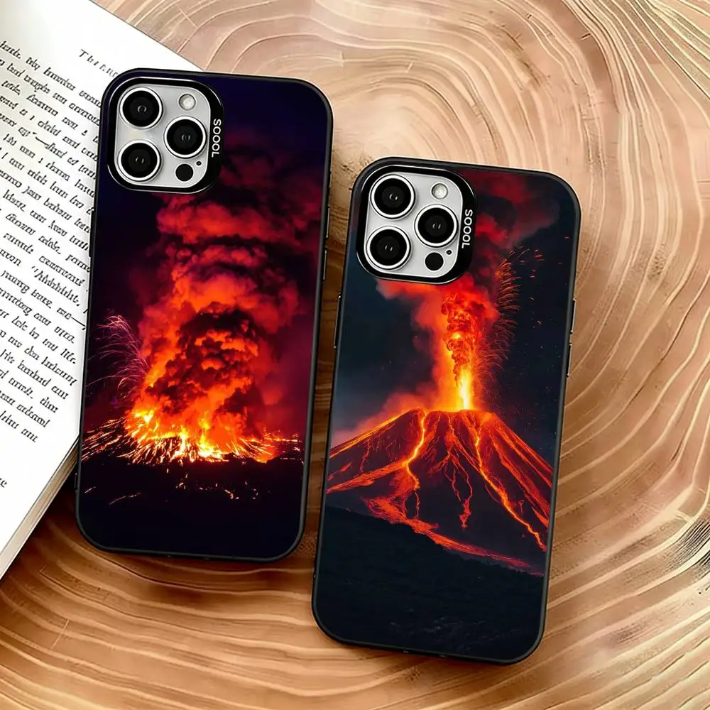

Lava Eruption Phone Case For iPhone 17,16,15,14,13,12,11 Plus,Pro Max,XS,Colorful Silver Black Cover