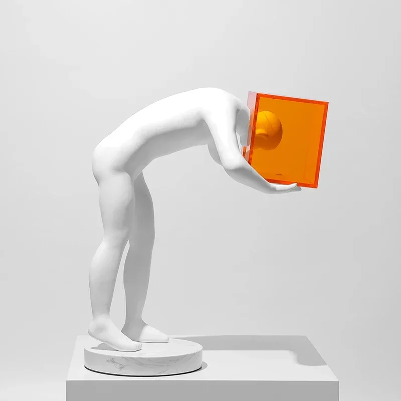 Abstract Unique Art Exhibition Hall Human Body Sculpture Modern Minimalist Figure Statue with acrylic cover