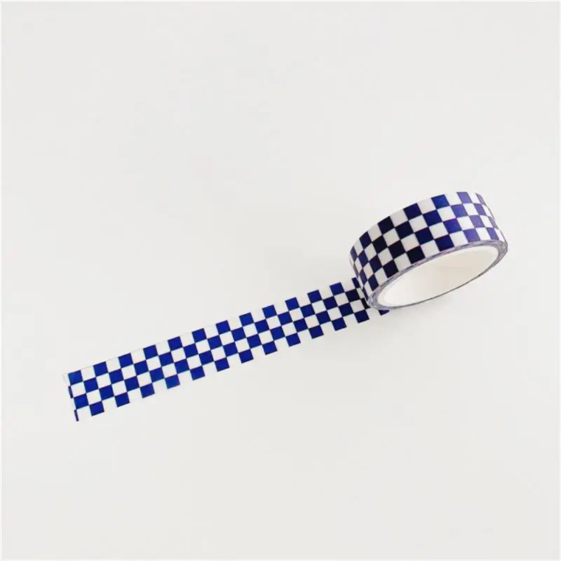 Ins Blue Plaid Washi Tape Simple Style Thank English Sealing Sticker Student Creative Stationery Masking Decorative Tape