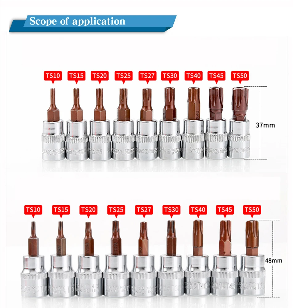 1/4 T10-T50 Star Pentalobe Screwdriver Bit Socket Set  Drive Socket Car Hand Tools Repair Kit Cr-V Steel  Power tool fittings