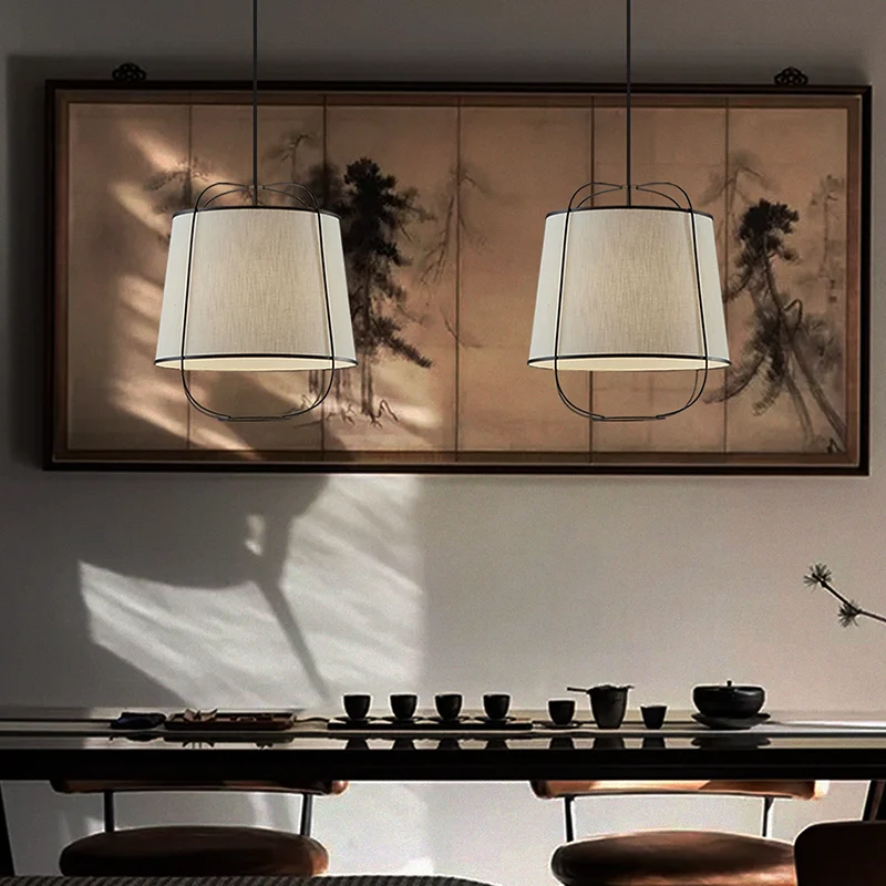 Lampu gantung restoran Cina ruang makan modern sederhana lampu gantung makan belajar kain ruang teh homestay kreatif