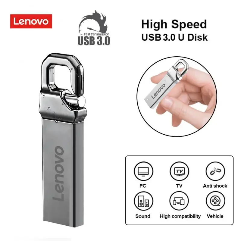 Lenovo 2TB USB 3.0 Pen Drive Metal Flash Drive 1TB 512GB 256GB High-Speed Storage Waterproof Portable Flash Disk 128GB Pendrive