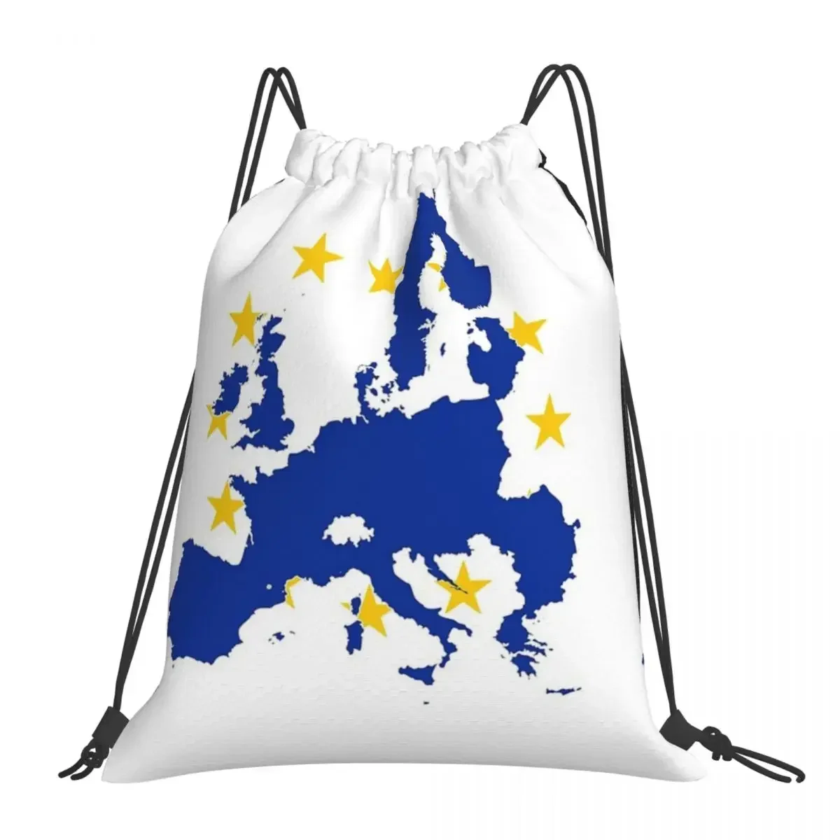 Flag Map Of European Union Backpacks Casual Drawstring Bags Drawstring Bundle Pocket Sundries Bag BookBag For Man Woman Students