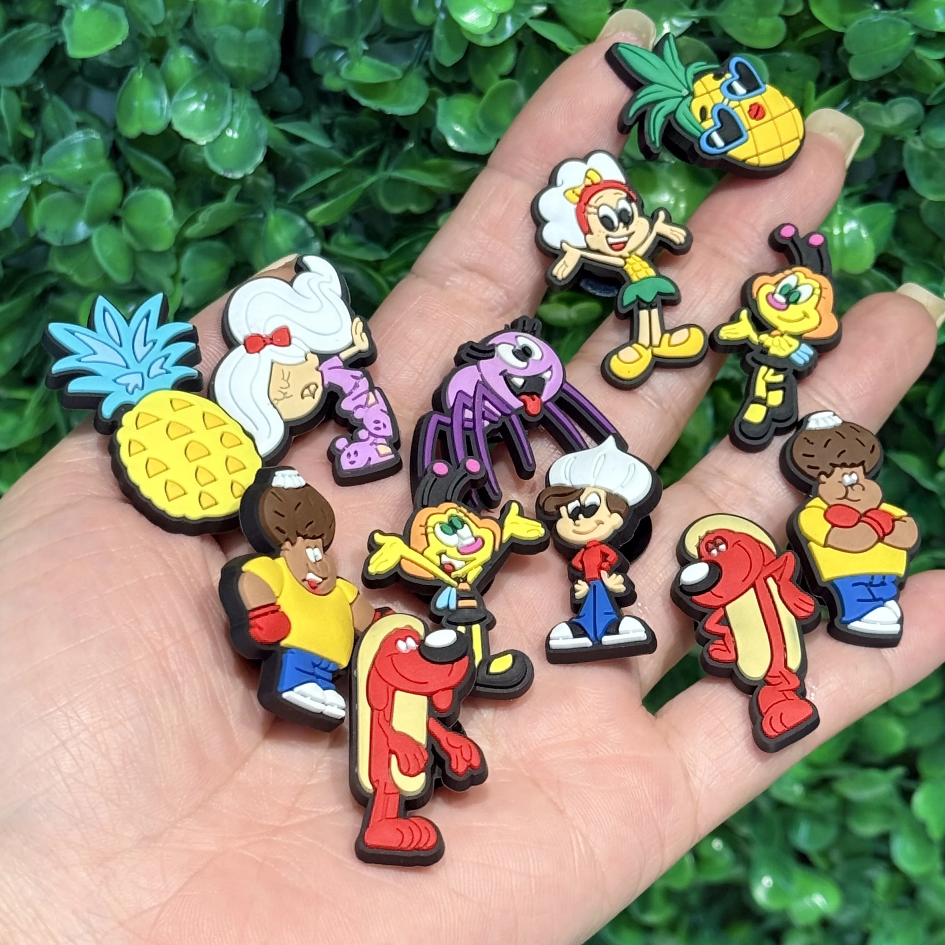12-50Pcs Cartoon Character Cute Dog PVC Clog Buckle Accessories Pineapple Man Woman Shoe Charms DIY Wristband
