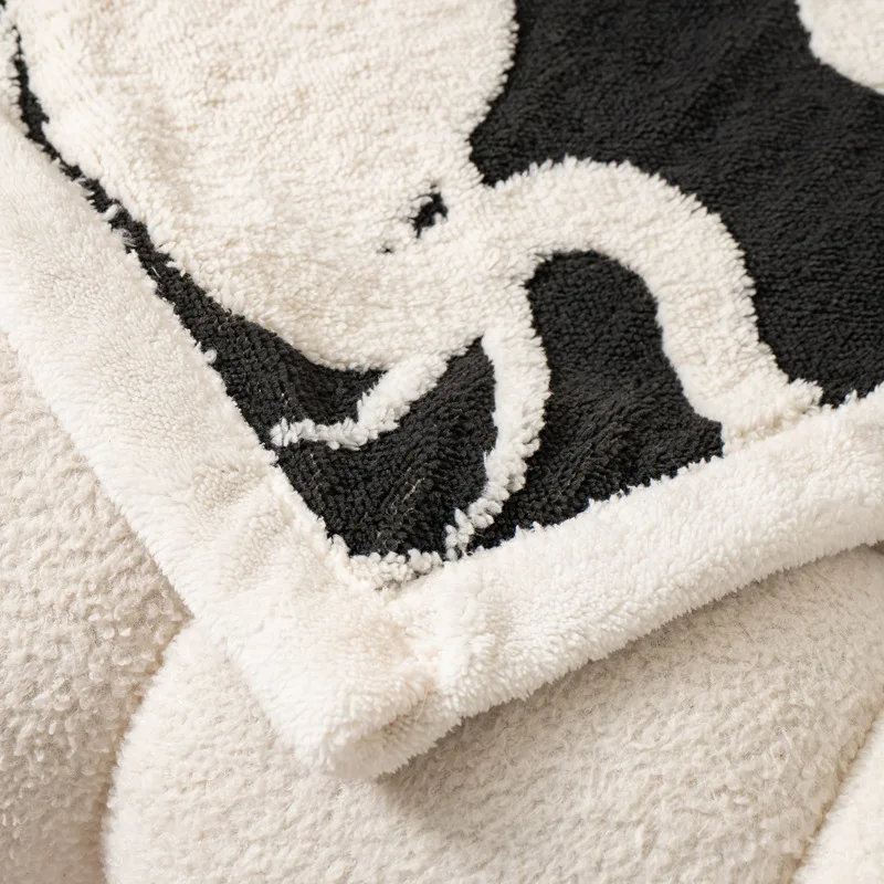 Winter Fluffy Plush Blanket Single Person Cartoon Swan Jacquard Throw Blankets for Beds Modern Style Bedroom Sofa Cover Blanket