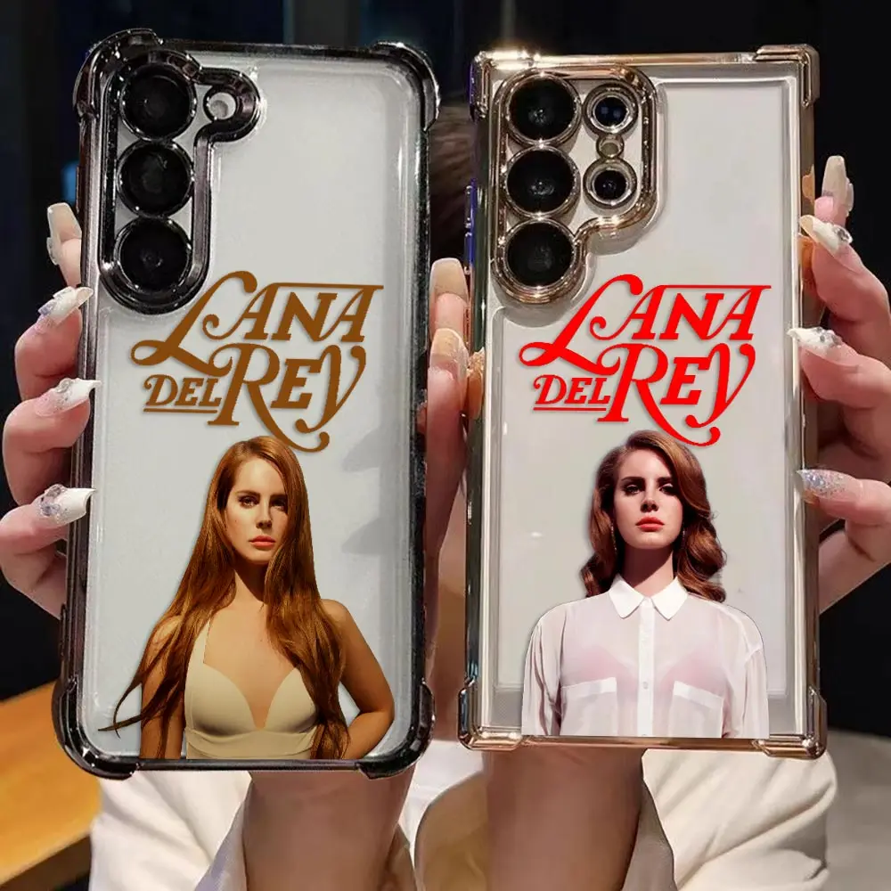 Transparent Plating Phone Case For Samsung S26 S25 S24 S23 S22 S21 S20 FE NOTE 20 PLUS ULTRA Cover Musician L-Lana Del R-Rey