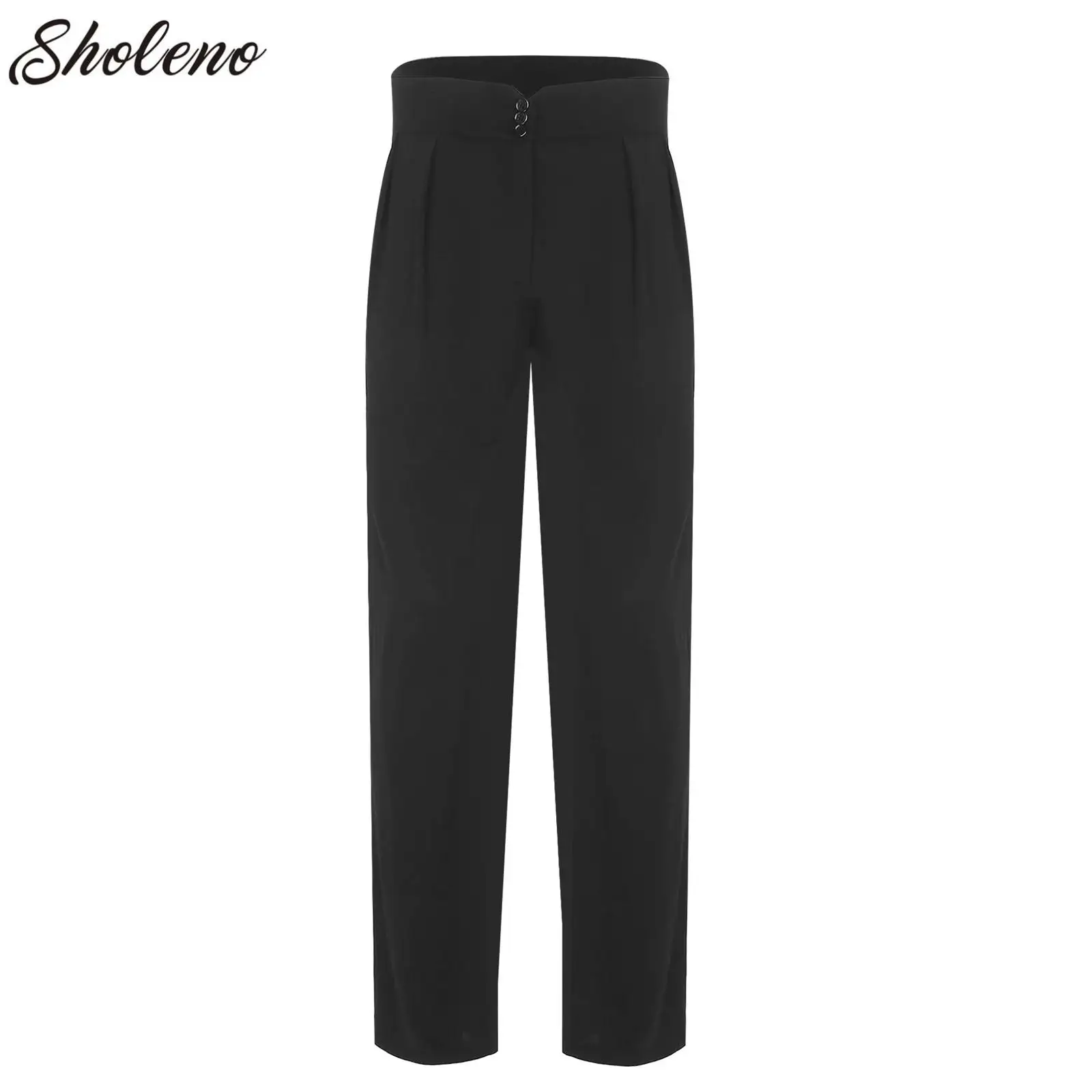 

Latin Dance Pants Men Latin Modern Ballroom Performance Dance Pants High Waist Black Satin Trousers Dancer Competition Costume